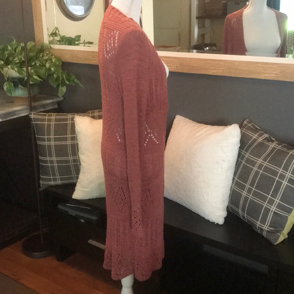 Rose/Pink Duster Cardigan Sweater - Picture 3 of 8